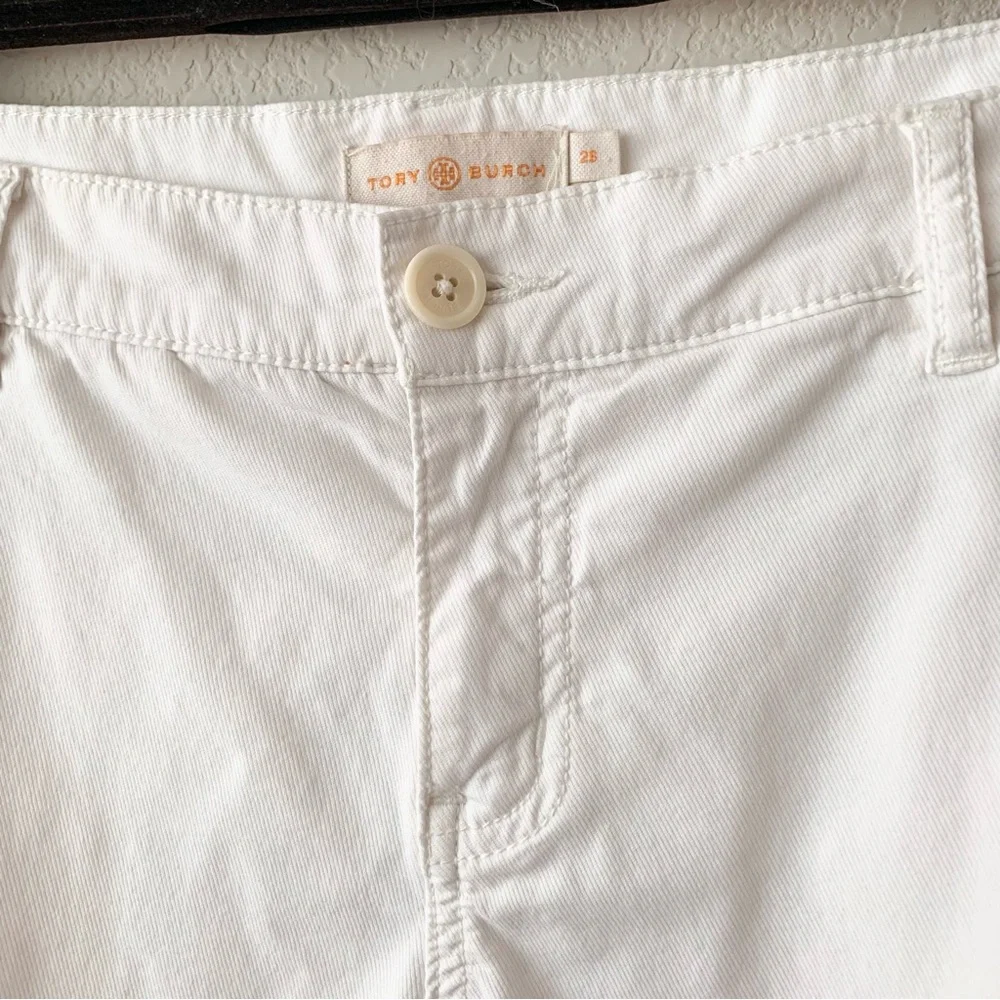 Tory Burch white cotton long shorts